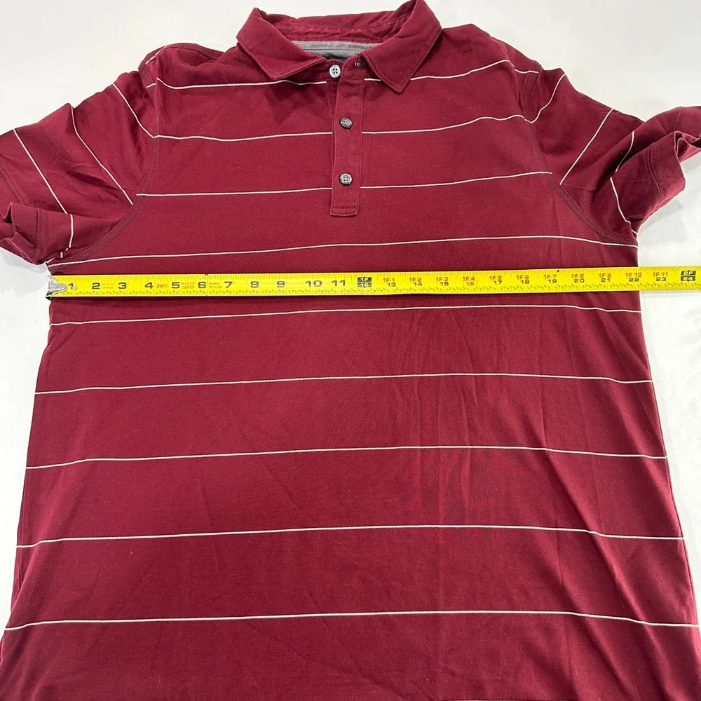 Banana Republic Fitted Pima Polo‎ Mens XL Burgundy White Stripe | Preppy Classic